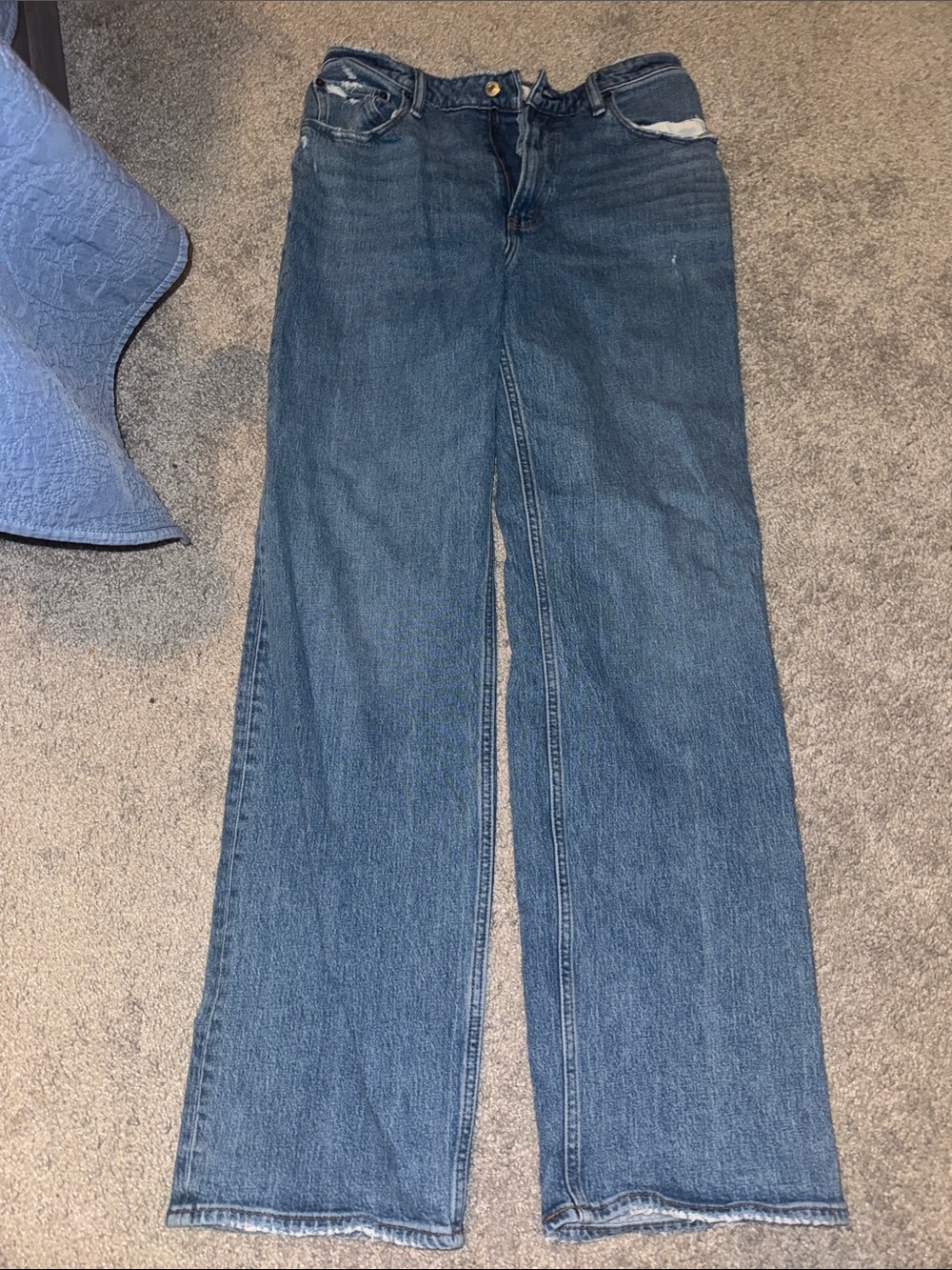 Abercrombie & Fitch Wide Leg Jeans in Blue Denim